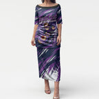 Personalised Hobart Hurricanes Cricket Fan Pride Puletasi Dynamic Swirling Storm Cricket Graphic Art With Hobart Skyline