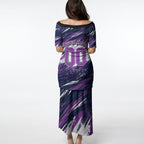 Personalised Hobart Hurricanes Cricket Fan Pride Puletasi Dynamic Swirling Storm Cricket Graphic Art With Hobart Skyline