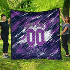 Personalised Hobart Hurricanes Cricket Fan Pride Quilt Dynamic Swirling Storm Cricket Graphic Art With Hobart Skyline