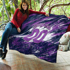 Personalised Hobart Hurricanes Cricket Fan Pride Quilt Dynamic Swirling Storm Cricket Graphic Art With Hobart Skyline
