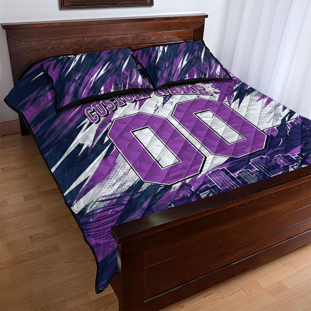 Personalised Hobart Hurricanes Cricket Fan Pride Quilt Bed Set Dynamic Swirling Storm Cricket Graphic Art With Hobart Skyline