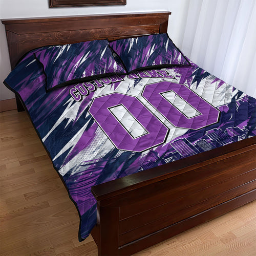 Personalised Hobart Hurricanes Cricket Fan Pride Quilt Bed Set Dynamic Swirling Storm Cricket Graphic Art With Hobart Skyline