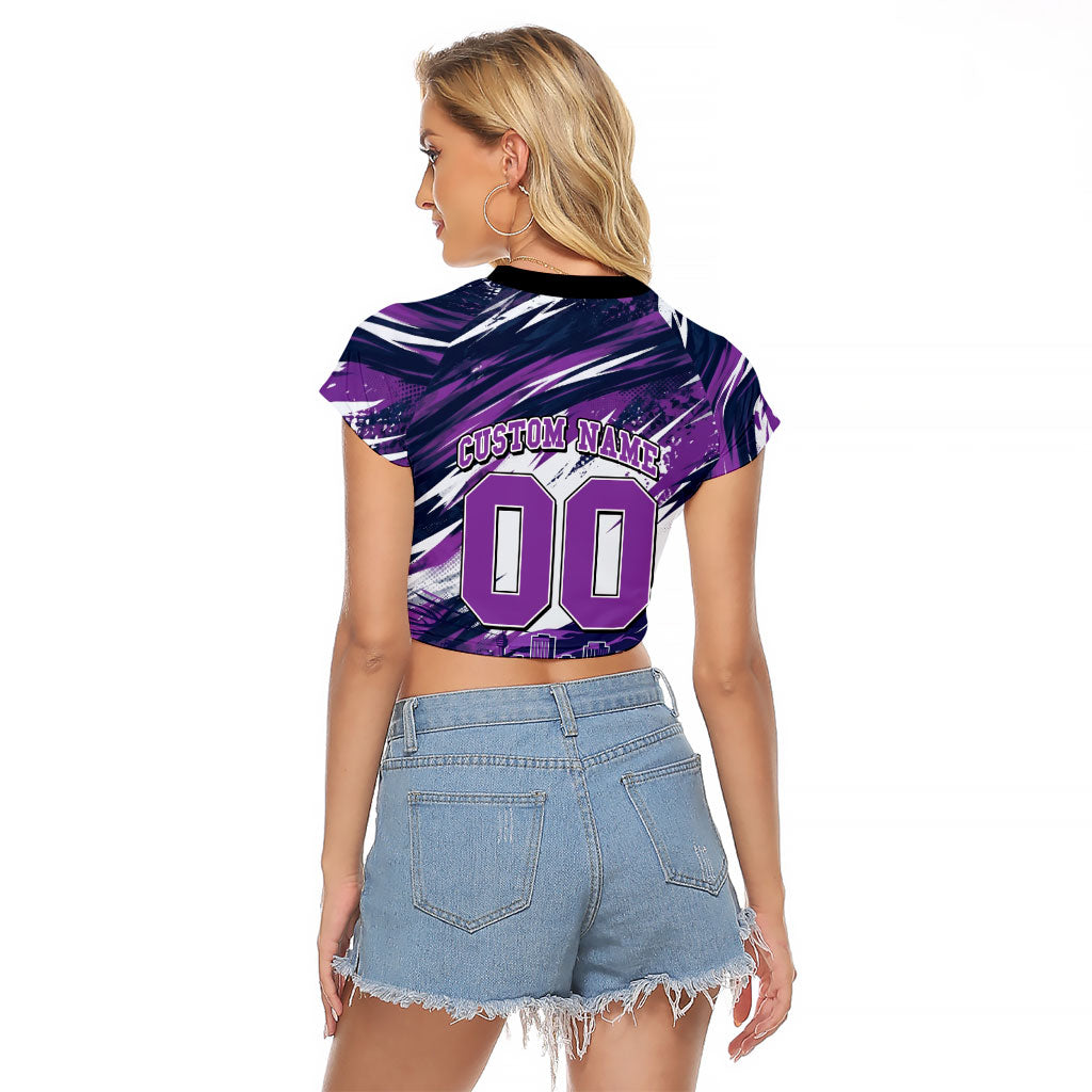 Personalised Hobart Hurricanes Cricket Fan Pride Raglan Cropped T Shirt Dynamic Swirling Storm Cricket Graphic Art With Hobart Skyline