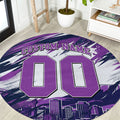 Personalised Hobart Hurricanes Cricket Fan Pride Round Carpet Dynamic Swirling Storm Cricket Graphic Art With Hobart Skyline
