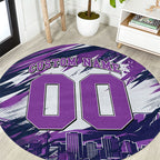 Personalised Hobart Hurricanes Cricket Fan Pride Round Carpet Dynamic Swirling Storm Cricket Graphic Art With Hobart Skyline