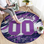 Personalised Hobart Hurricanes Cricket Fan Pride Round Carpet Dynamic Swirling Storm Cricket Graphic Art With Hobart Skyline