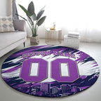 Personalised Hobart Hurricanes Cricket Fan Pride Round Carpet Dynamic Swirling Storm Cricket Graphic Art With Hobart Skyline