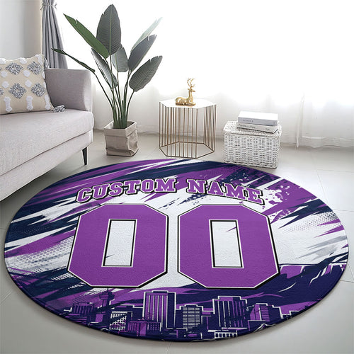 Personalised Hobart Hurricanes Cricket Fan Pride Round Carpet Dynamic Swirling Storm Cricket Graphic Art With Hobart Skyline