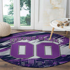 Personalised Hobart Hurricanes Cricket Fan Pride Round Carpet Dynamic Swirling Storm Cricket Graphic Art With Hobart Skyline