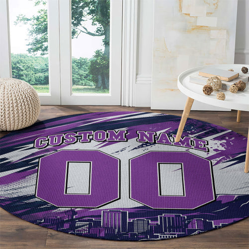 Personalised Hobart Hurricanes Cricket Fan Pride Round Carpet Dynamic Swirling Storm Cricket Graphic Art With Hobart Skyline
