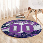 Personalised Hobart Hurricanes Cricket Fan Pride Round Carpet Dynamic Swirling Storm Cricket Graphic Art With Hobart Skyline