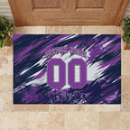 Personalised Hobart Hurricanes Cricket Fan Pride Rubber Doormat Dynamic Swirling Storm Cricket Graphic Art With Hobart Skyline