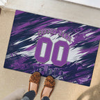 Personalised Hobart Hurricanes Cricket Fan Pride Rubber Doormat Dynamic Swirling Storm Cricket Graphic Art With Hobart Skyline