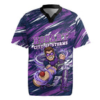 Personalised Hobart Hurricanes Cricket Fan Pride Rugby Jersey Dynamic Swirling Storm Cricket Graphic Art With Hobart Skyline