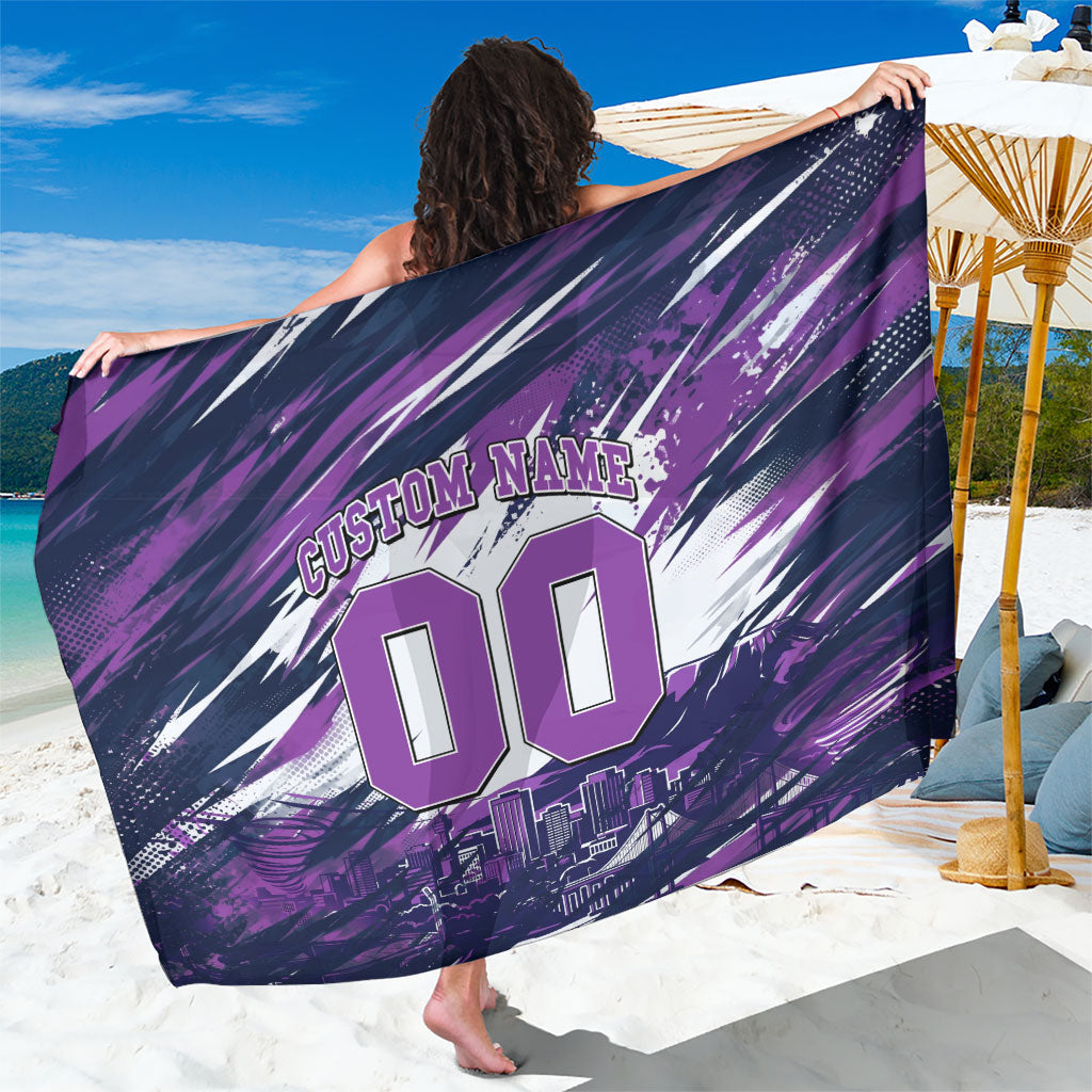 Personalised Hobart Hurricanes Cricket Fan Pride Sarong Dynamic Swirling Storm Cricket Graphic Art With Hobart Skyline