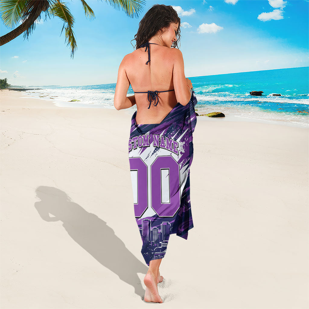 Personalised Hobart Hurricanes Cricket Fan Pride Sarong Dynamic Swirling Storm Cricket Graphic Art With Hobart Skyline