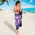 Personalised Hobart Hurricanes Cricket Fan Pride Sarong Dynamic Swirling Storm Cricket Graphic Art With Hobart Skyline