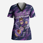 Personalised Hobart Hurricanes Cricket Fan Pride Scrub Top Dynamic Swirling Storm Cricket Graphic Art With Hobart Skyline