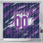 Personalised Hobart Hurricanes Cricket Fan Pride Shower Curtain Dynamic Swirling Storm Cricket Graphic Art With Hobart Skyline