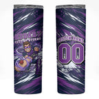 Personalised Hobart Hurricanes Cricket Fan Pride Skinny Tumbler Dynamic Swirling Storm Cricket Graphic Art With Hobart Skyline
