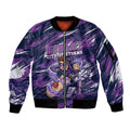 Personalised Hobart Hurricanes Cricket Fan Pride Sleeve Zip Bomber Jacket Dynamic Swirling Storm Cricket Graphic Art With Hobart Skyline