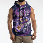 Personalised Hobart Hurricanes Cricket Fan Pride Sleeveless Hoodie Dynamic Swirling Storm Cricket Graphic Art With Hobart Skyline