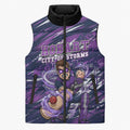 Personalised Hobart Hurricanes Cricket Fan Pride Sleeveless Puffer Jacket Dynamic Swirling Storm Cricket Graphic Art With Hobart Skyline