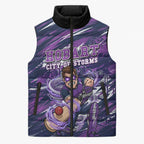 Personalised Hobart Hurricanes Cricket Fan Pride Sleeveless Puffer Jacket Dynamic Swirling Storm Cricket Graphic Art With Hobart Skyline
