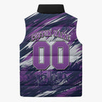 Personalised Hobart Hurricanes Cricket Fan Pride Sleeveless Puffer Jacket Dynamic Swirling Storm Cricket Graphic Art With Hobart Skyline