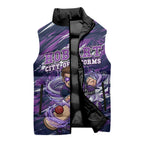 Personalised Hobart Hurricanes Cricket Fan Pride Sleeveless Puffer Jacket Dynamic Swirling Storm Cricket Graphic Art With Hobart Skyline
