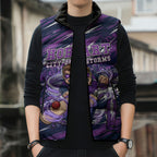 Personalised Hobart Hurricanes Cricket Fan Pride Sleeveless Puffer Jacket Dynamic Swirling Storm Cricket Graphic Art With Hobart Skyline