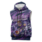 Personalised Hobart Hurricanes Cricket Fan Pride Sleeveless Zip Hoodie Dynamic Swirling Storm Cricket Graphic Art With Hobart Skyline