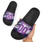 Personalised Hobart Hurricanes Cricket Fan Pride Slide Sandals Dynamic Swirling Storm Cricket Graphic Art With Hobart Skyline