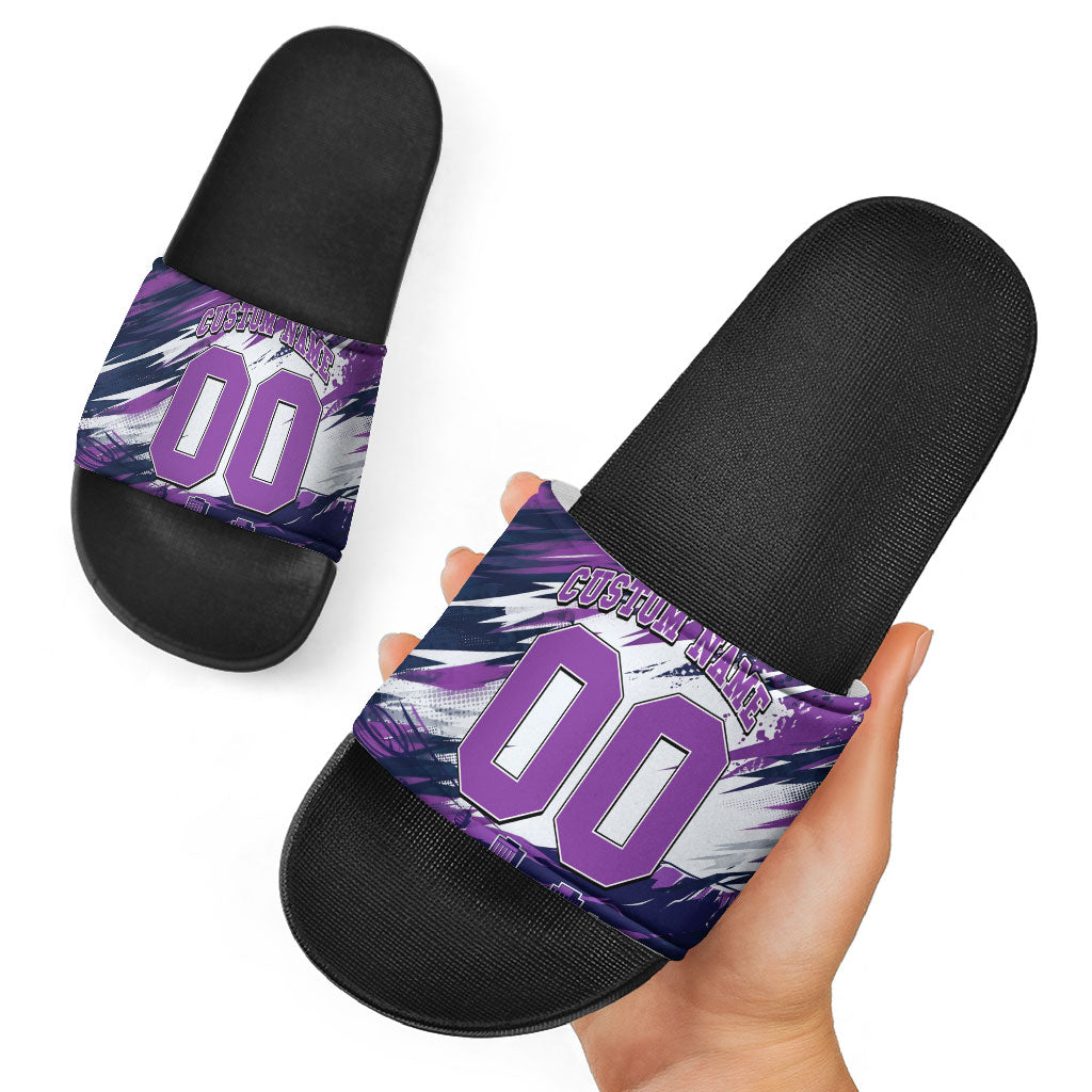 Personalised Hobart Hurricanes Cricket Fan Pride Slide Sandals Dynamic Swirling Storm Cricket Graphic Art With Hobart Skyline