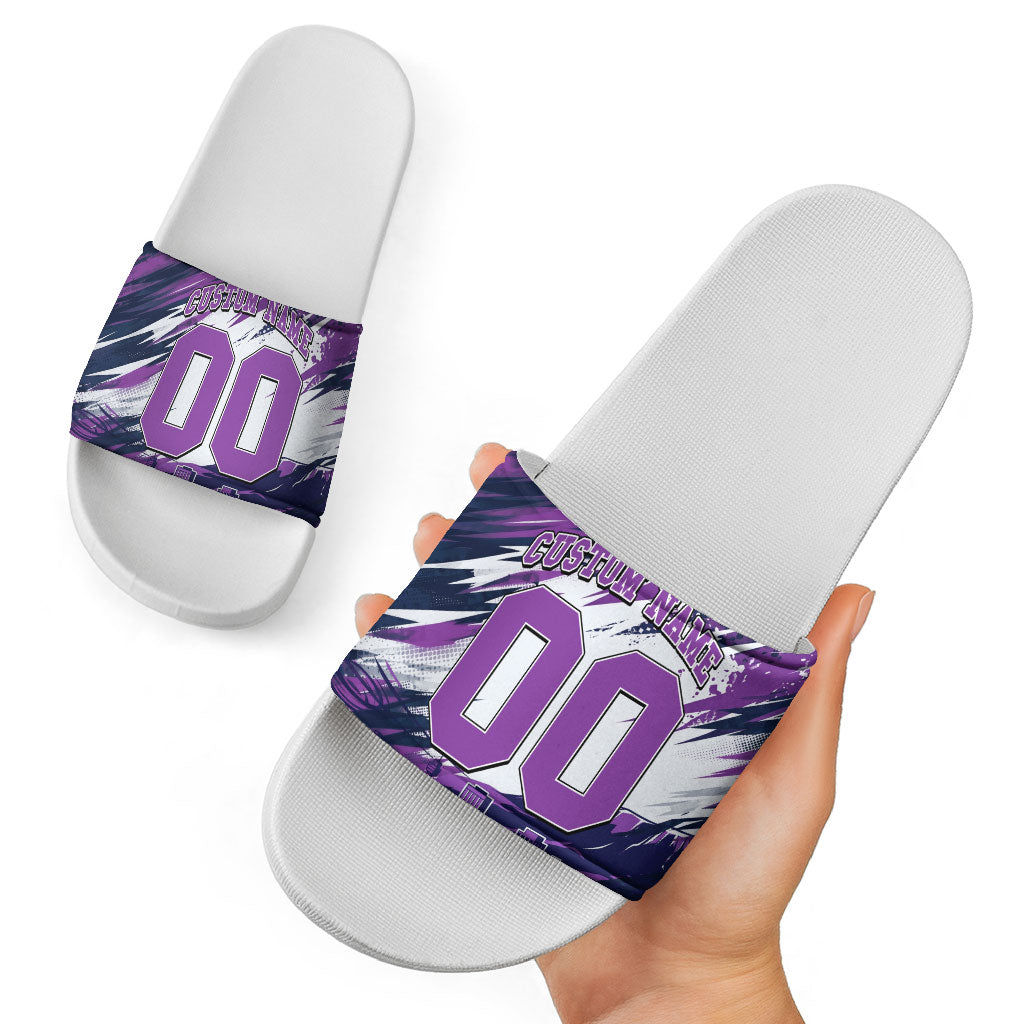 Personalised Hobart Hurricanes Cricket Fan Pride Slide Sandals Dynamic Swirling Storm Cricket Graphic Art With Hobart Skyline