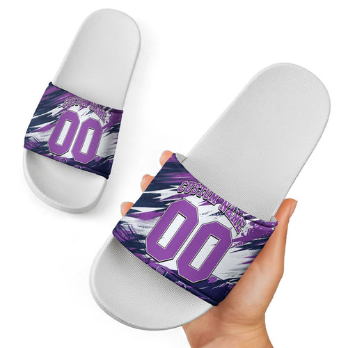 Personalised Hobart Hurricanes Cricket Fan Pride Slide Sandals Dynamic Swirling Storm Cricket Graphic Art With Hobart Skyline