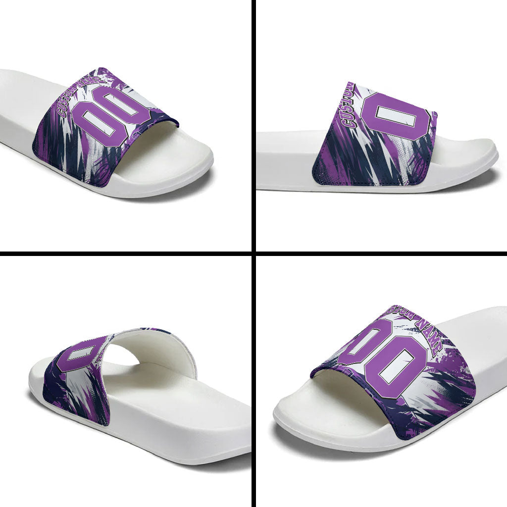 Personalised Hobart Hurricanes Cricket Fan Pride Slide Sandals Dynamic Swirling Storm Cricket Graphic Art With Hobart Skyline