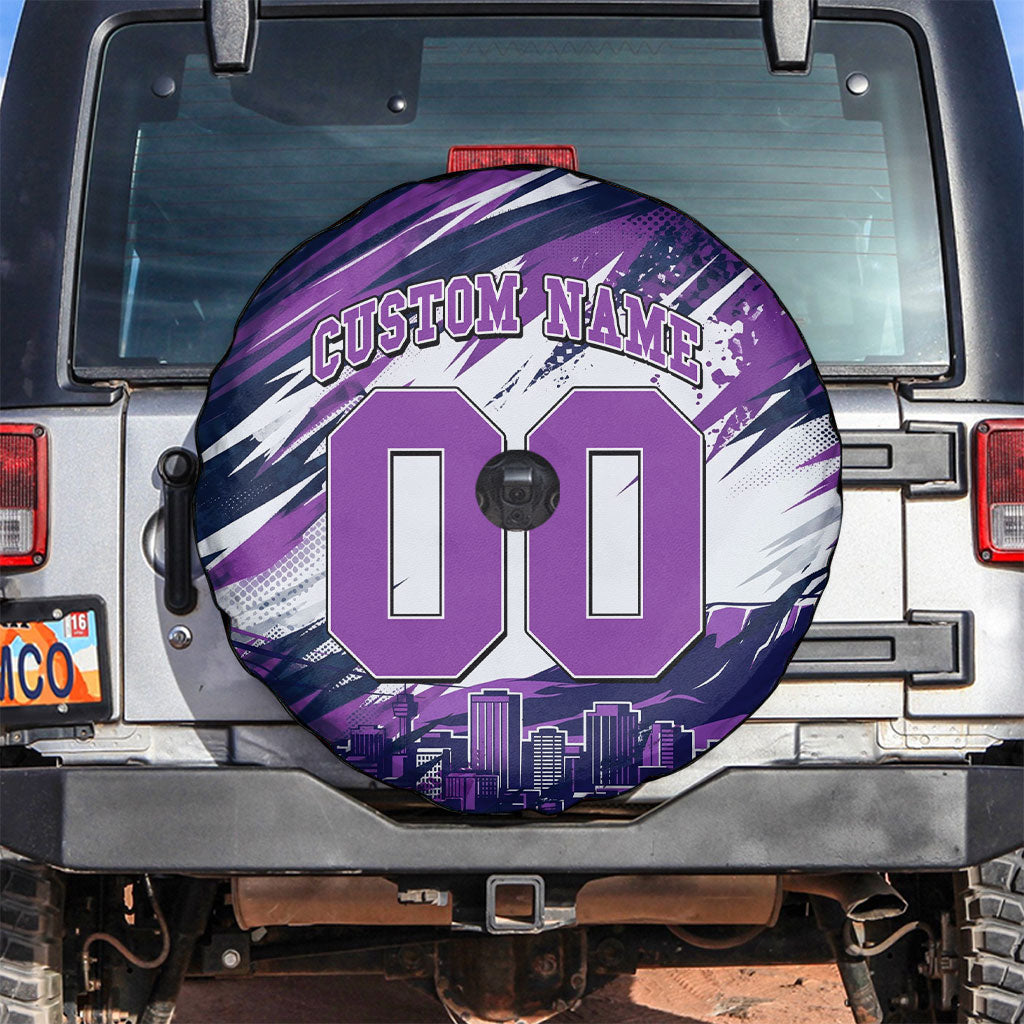 Personalised Hobart Hurricanes Cricket Fan Pride Spare Tire Cover Dynamic Swirling Storm Cricket Graphic Art With Hobart Skyline