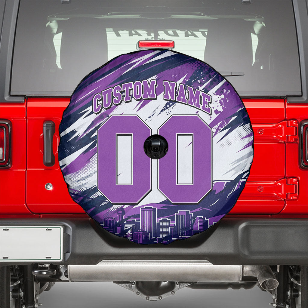 Personalised Hobart Hurricanes Cricket Fan Pride Spare Tire Cover Dynamic Swirling Storm Cricket Graphic Art With Hobart Skyline