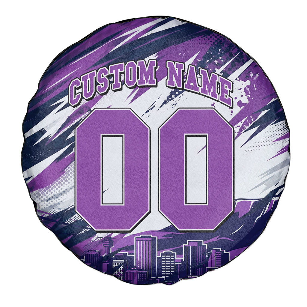 Personalised Hobart Hurricanes Cricket Fan Pride Spare Tire Cover Dynamic Swirling Storm Cricket Graphic Art With Hobart Skyline