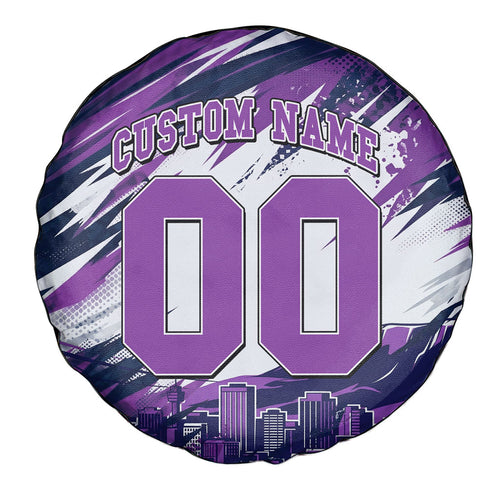 Personalised Hobart Hurricanes Cricket Fan Pride Spare Tire Cover Dynamic Swirling Storm Cricket Graphic Art With Hobart Skyline