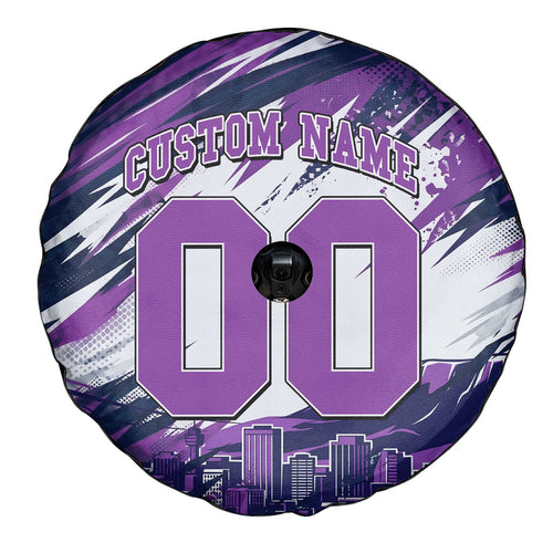 Personalised Hobart Hurricanes Cricket Fan Pride Spare Tire Cover Dynamic Swirling Storm Cricket Graphic Art With Hobart Skyline