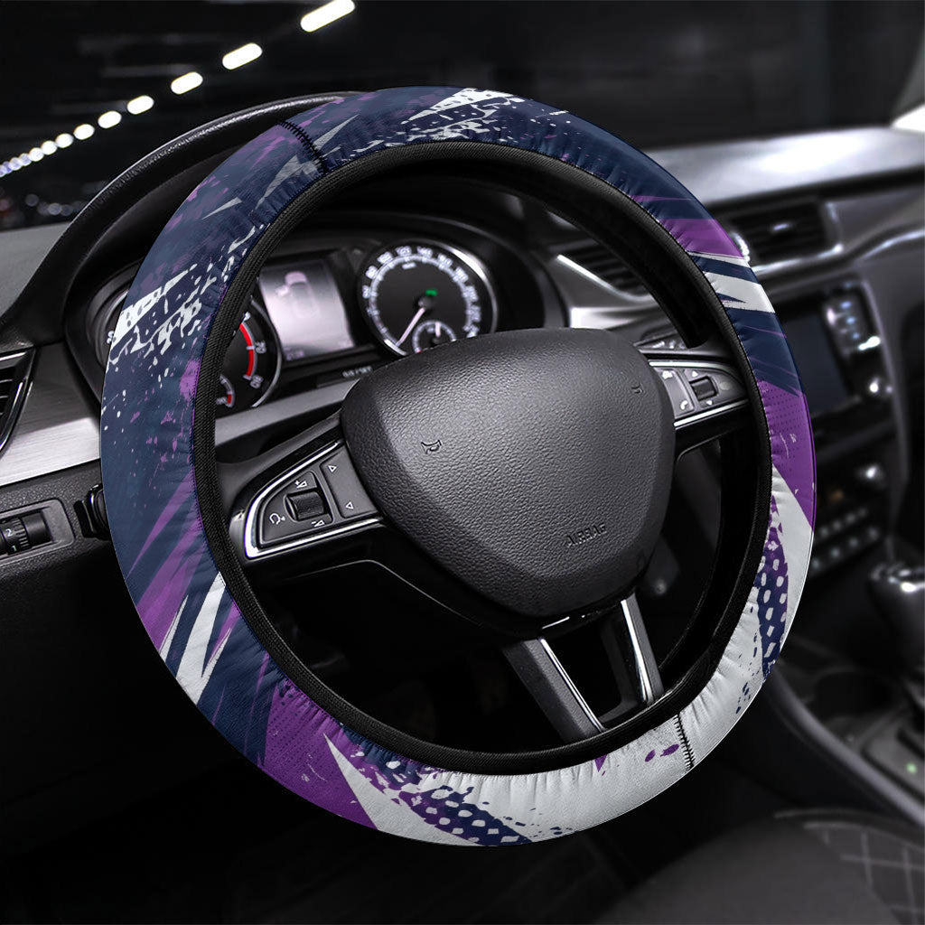 Hobart Hurricanes Cricket Fan Pride Steering Wheel Cover Dynamic Swirling Storm Cricket Graphic Art With Hobart Skyline