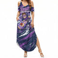 Personalised Hobart Hurricanes Cricket Fan Pride Summer Maxi Dress Dynamic Swirling Storm Cricket Graphic Art With Hobart Skyline