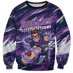 Personalised Hobart Hurricanes Cricket Fan Pride Sweatshirt Dynamic Swirling Storm Cricket Graphic Art With Hobart Skyline