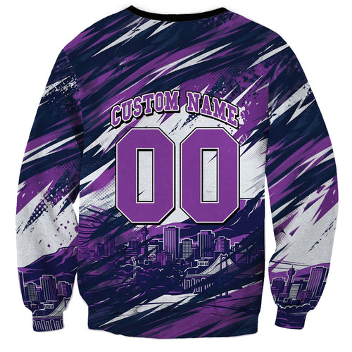 Personalised Hobart Hurricanes Cricket Fan Pride Sweatshirt Dynamic Swirling Storm Cricket Graphic Art With Hobart Skyline