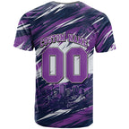 Personalised Hobart Hurricanes Cricket Fan Pride T Shirt Dynamic Swirling Storm Cricket Graphic Art With Hobart Skyline