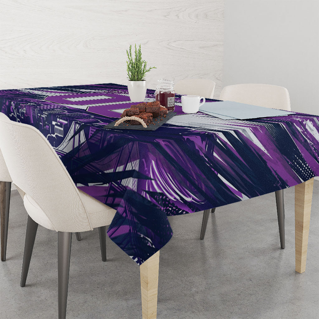 Personalised Hobart Hurricanes Cricket Fan Pride Tablecloth Dynamic Swirling Storm Cricket Graphic Art With Hobart Skyline