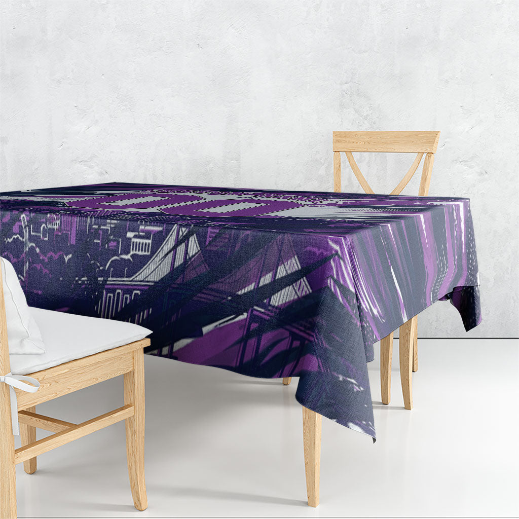 Personalised Hobart Hurricanes Cricket Fan Pride Tablecloth Dynamic Swirling Storm Cricket Graphic Art With Hobart Skyline
