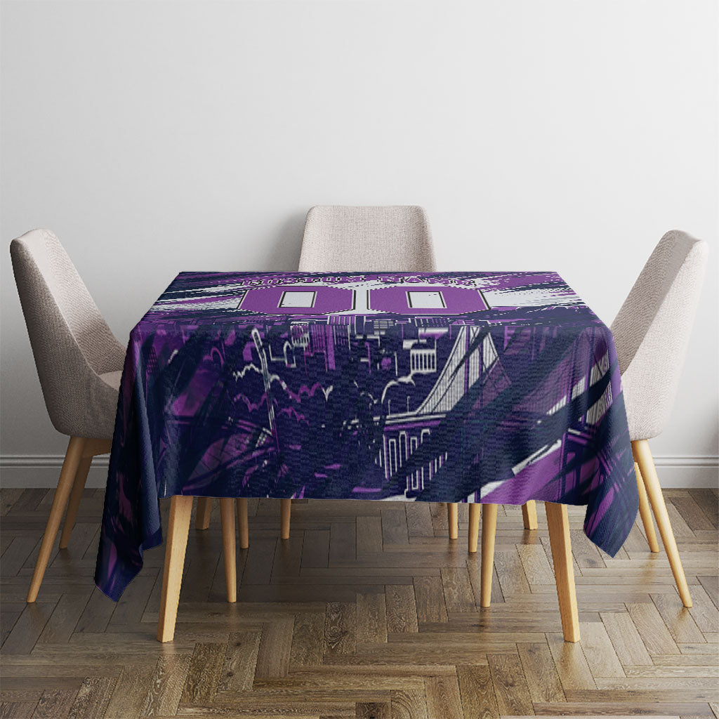 Personalised Hobart Hurricanes Cricket Fan Pride Tablecloth Dynamic Swirling Storm Cricket Graphic Art With Hobart Skyline